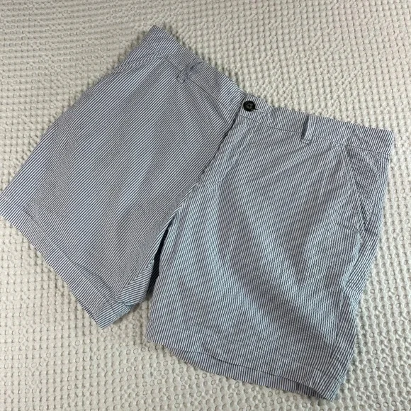 Chubbies Seersucker Shorts Mens 36 Blue White Striped Nautical 6in Inseam - Picture 1 of 6